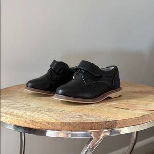 Black Kids dress Shoes with Velcro Strap
